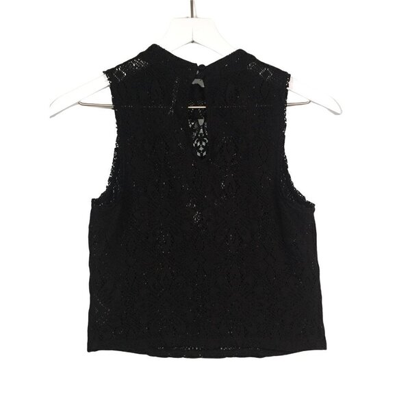 𝅺FREE People Black Floral Lace Size Small Ladies Halter Top Sleeveless Bu… - Picture 8 of 12